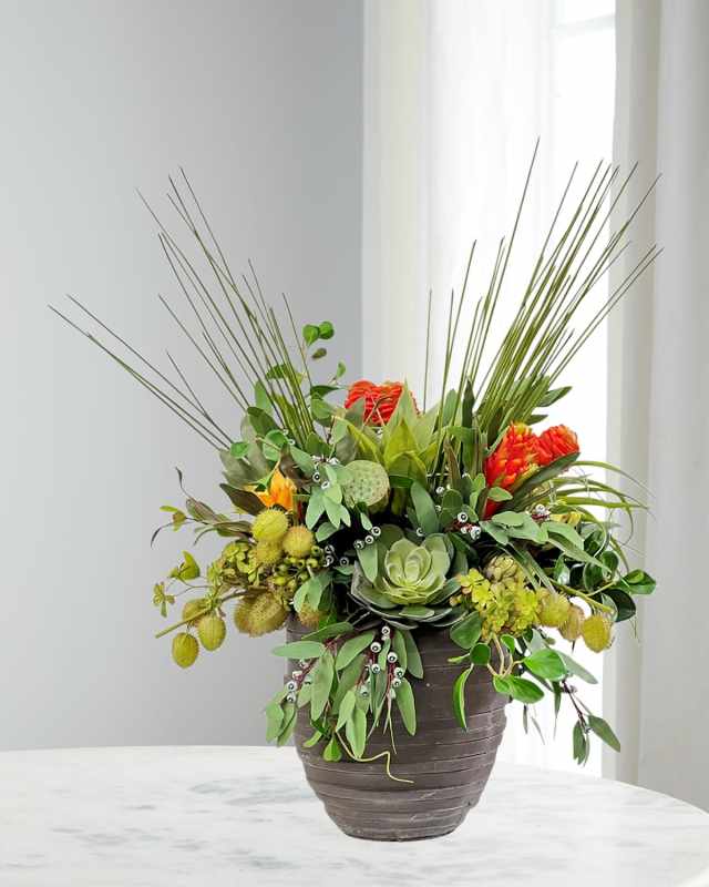Tropical Mix Faux Floral Arrangement in Planter